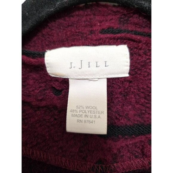 Vintage J.JILL Women's Fisherman Oversized Burgundy Cardigan Jacket Wool Blend S - Picture 10 of 10